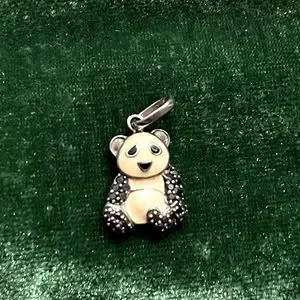 ZALES PANDA REAL DIAMOND AND SILVER NECKLACE PENDANT